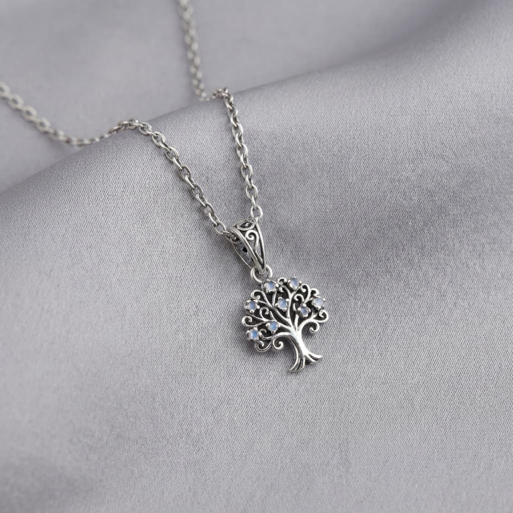 Filigree Silver Necklace Mockup