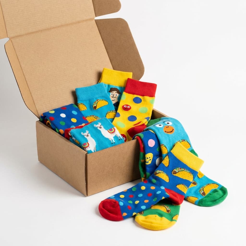 Caja de Calcetines Divertidos Mockup